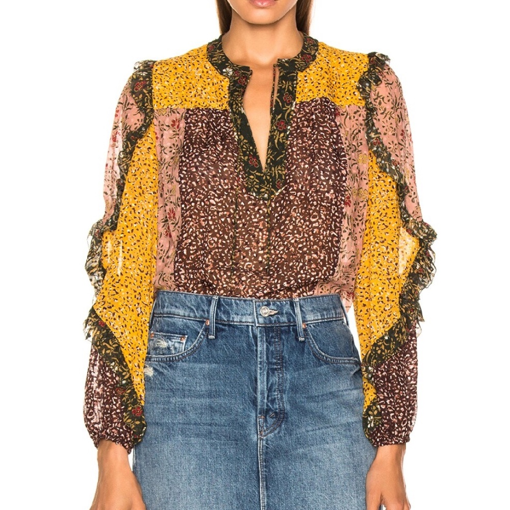 Ulla Johnson Floral Patchwork Blouse Multicolor F… - image 3